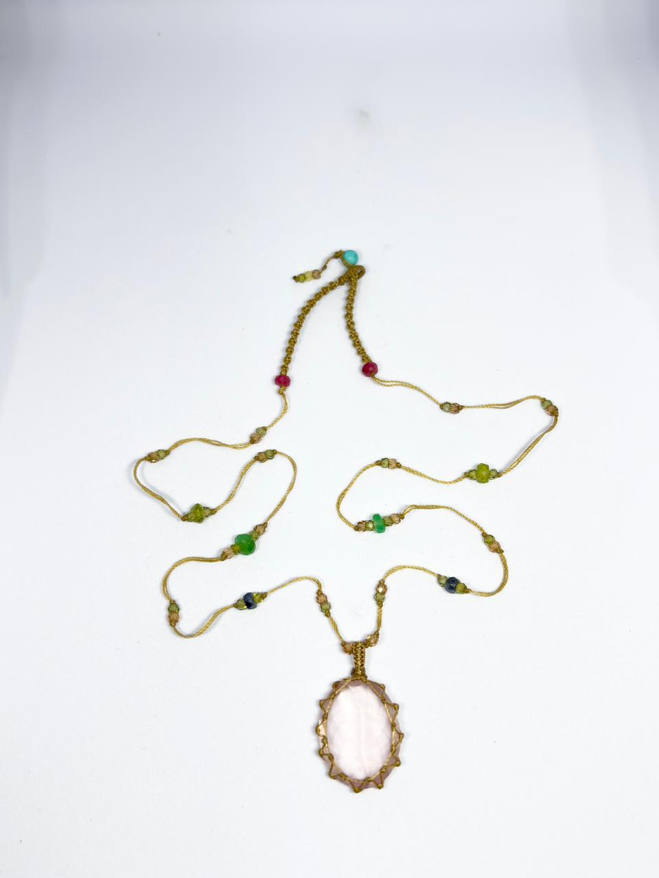 Tibetan Short Necklace – Rose Quartz