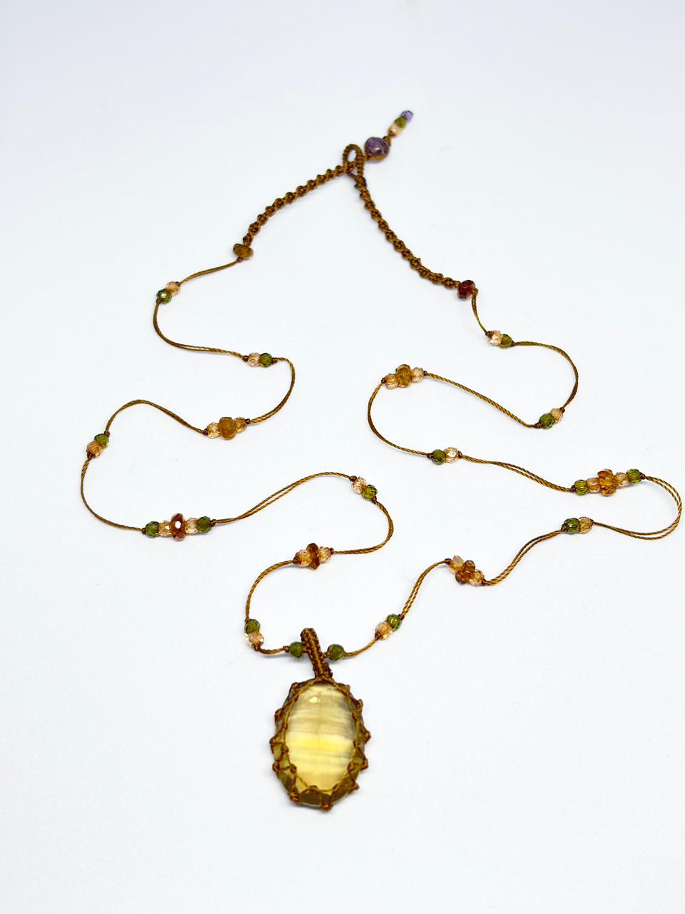 Tibetan Short Necklace – Yellow Fluorite